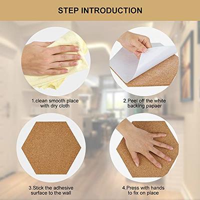 Self-Adhesive 8 Pcs Cork Board Cork Tiles Wall Bulletin Board 12