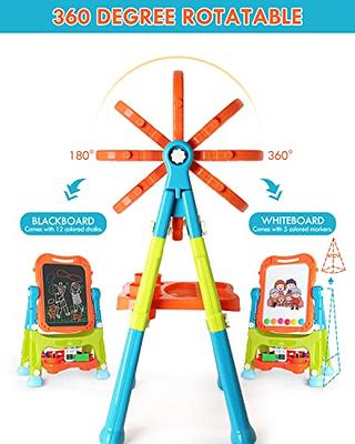 Wudola Art Easel for Kids 3-8 Years, Kids Easel with Paper Roll, Double  Sided Magnetic Chalkboard & White Board, Wooden Paint Board Adjustable  Height