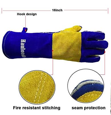 1PairCowhide Welding Gloves Heat Resistant Work Glove Gardening Baking  Stove Pot