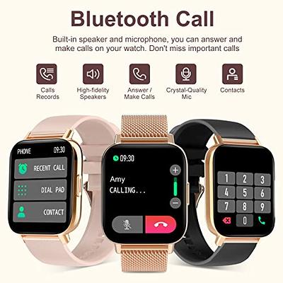 Erkwei Reloj inteligente para mujer (llamada/respuesta de llamada),  impermeable, rastreador de actividad física con podómetro de frecuencia  cardíaca