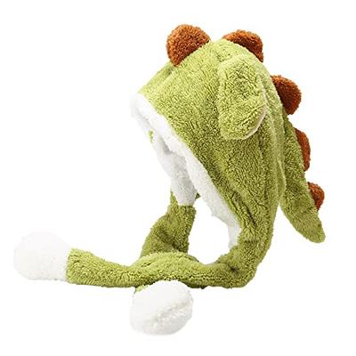 Kid Winter Cute Plush Animal Dinosaur Hat with Ears Moving Jumping