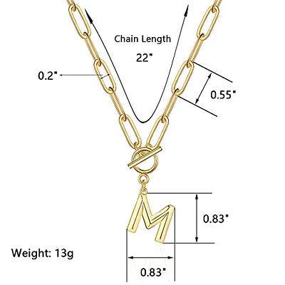 Eben-Ezer Toggle Clasp Capital A-Z Initial Necklace for Women Hiphop Gold Alphabet Pendant Necklaces Thick Chain OT Buckle Necklace