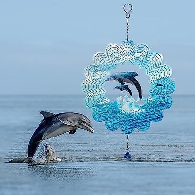 8 Blue Dolphin Wind Spinner  Wind spinners, Blue and copper