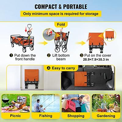 VEVOR Wagon Cart, Collapsible Folding Cart with 176lbs Load, Outdoor  Utility Garden Cart, Adjustable Handle, Portable Foldable Carts and Wagons  for Beach, Camping, Grocery, Orange - Yahoo Shopping