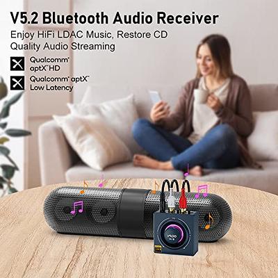 YMOO DAC Bluetooth 5.1 Receiver,LDAC Aptx 30ms Low Latency,Optical Coax RCA  3.5mm Jack Hi-Res Input, Lossless Wireless Audio Adapter for  Subwoofer,Soundbar,Speaker from Phone/Tablet/PC/TV,96Khz/24bit 