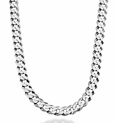 Miabella Solid 925 Sterling Silver Italian 12mm (1/2 inch) Solid Diamond-Cut Cuban Link Curb Chain Necklace for Men, Made in Italy