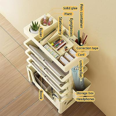 Mobile Bookshelf, 3 Tier Removable Rotating Newspaper Storage Rack Magazine  Stand with Wheels, Multfunctional Bookcase for School, Classroom, Home