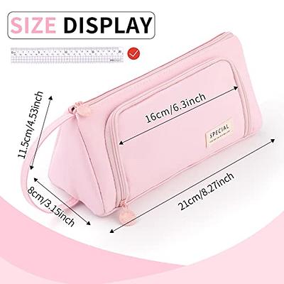 ANGOOBABY Pencil Case Handheld Pencil Pouch Multi-slot Pen Bag Stationery  Storage for Teen Student College Office Adults - Pink