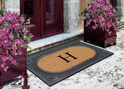 A1hc Natural Coir & Rubber Door Mat 18x30 Inches Thick Durable Doormats for Entrance Heavy Duty, Thin Profile Front Door Mat, Long Lasting Front Door