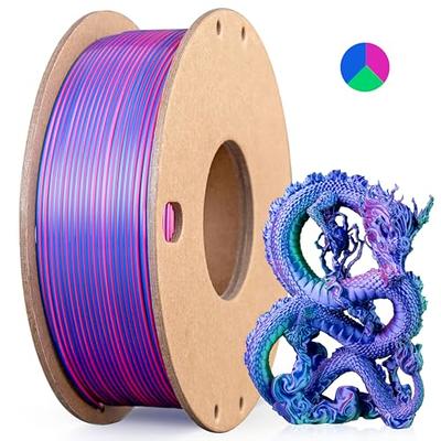 ERYONE Silk Tri-Color Coextrusion PLA Filament,3D Printer 1.75mm,+/-0.03mm,  Triple Color Filament 1KG(2.2lbs), Silk Red,Yellow and Blue