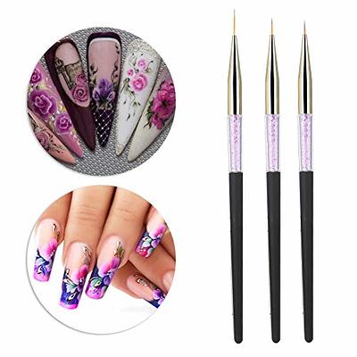 3PCS Nail Art Liner Brushes, Nail Painting Drawing Pens 