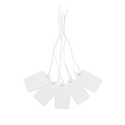  White Shipping Tags with String - 4 3/4 x 2 3/8