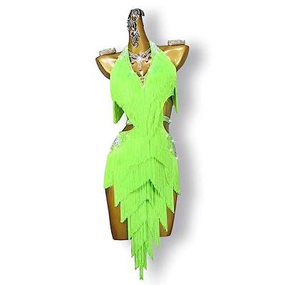 ZYDSN Halter Latin Training Dresses Fringe Salsa Foxtrot Practice Dancing  Outfit Women's Cha Cha Performance Costume,B,S - Yahoo Shopping