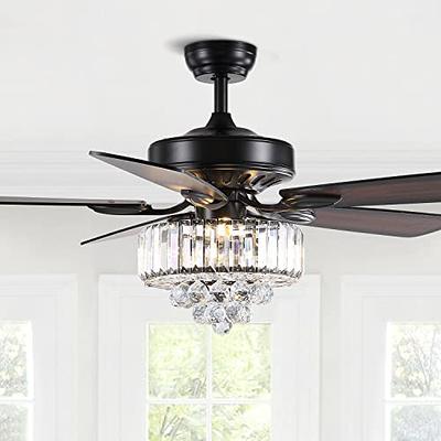 CROSSIO 52 Inch Crystal Ceiling Fan with Light and Remote Control