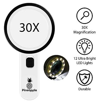 30X Magnifying Glass Light Illuminated High Power Handheld 12 LED