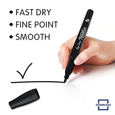 Scribbledo 4 Magnetic Dry Erase Markers Fine Tip Assorted Classic Colors Low Odor Whiteboard Markers with Eraser Cap Thin Skinny White Board Markers