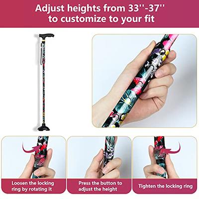 JUNRA Walking Cane for Women with LED Light, Folding Cane for Men/Seniors,  Quad Cane with Stable Base, Lightweight and Adjustable Walking Stick for  Women(Red Flowers) - Yahoo Shopping