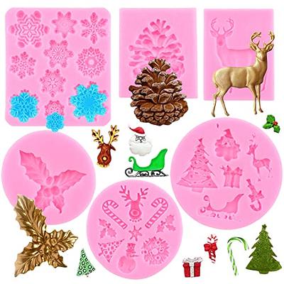 2 Pieces 3d Snowflake Fondant Mold Christmas Snowflake Silicone Mold For  Cake Cupcake Decorating Polymer Clay Craft Projects (pink)