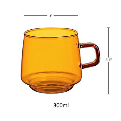 Joeyan Amber Glass Coffee Mugs Set of 2-10 oz Glass Stackable Coffee Cups  with Handle - Colored Tea Cups Drinking Glasses for Espresso, Cappuccino,  Latte, Tea, Milk - Yahoo Shopping