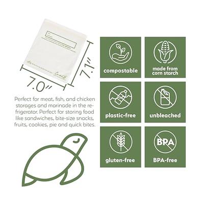 Resealable Compostable Food Storage Bags, 100% BPA Free Reusable