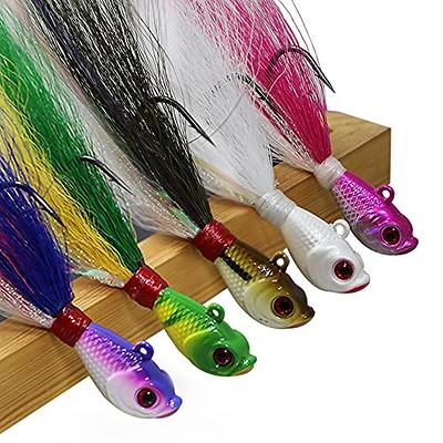 kmucutie 5 pcs glow bucktail Jigs saltwater or freshwater bait ，for bass  flounder fluke striper fishing lure (Mixed color A, 1 OZ) - Yahoo Shopping