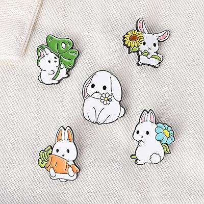  4 Pcs Cute Enamel Lapel Pins Sets Cartoon Animal Plant