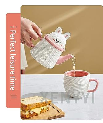 Tea Kettle Stovetop Safe With Tea Strainer, Glass Teapot Set With Infuser,  4 Double Wall 300ml Cups, Loose Leaf Tea Pot Blooming Tea 
