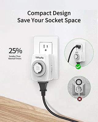 24 Hour Timer Outlet Fosmon 3-Prong Dual Plug-In Mechanical Grounded ETL Listed