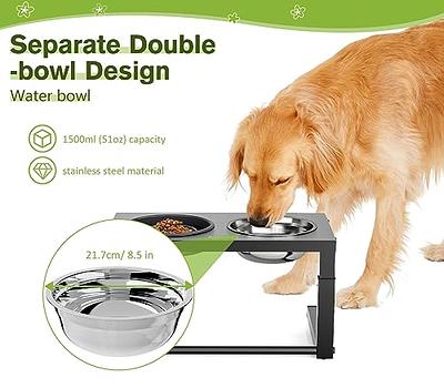 Pecute Elevated Dog Bowl Slow Feeder Wooden with 2 Bowls, 2