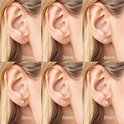 STAINLY 5Pairs Flat Back Earrings for Women Men Hypoallergenic 316L Surgical Steel Stud Earring for Sensitive Ears Cubic Zirconia Opal 20g Cartilage