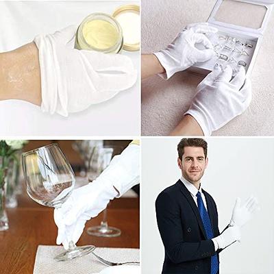 12Pairs White Cotton Gloves for Eczema and Dry Hands - Breathable Work  Glove Liners - Moisturizing SPA Soft Jewelry Inspection Gloves - Stretchy  Fit