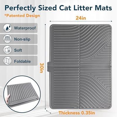 UPSKY Litter Trapping Mat Soft on Kitty Paws, Durable Large Litter Box Mat  35 x 24 Scatter Control, Waterproof and Extra Large Box Carpet.