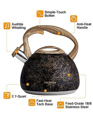 POLIVIAR Tea Kettle, Iron Grey Tea Pot Stovetop, 2.7 Quart Loud Whistling  Coffee and Teapot, Food Grade Stainless Steel for Anti-Hot Handle and No- Rust, Suitable for All Heat Sources (JX2020-RB30) - Yahoo