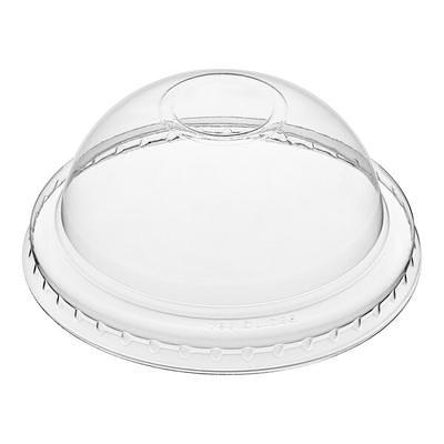 Choice 32 oz. Clear Plastic Dome Lid with No Hole - 50/Pack