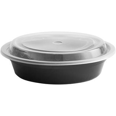 Choice 32 oz. Black Round Microwavable Heavy Weight Container with Lid 7  1/4 - 150/Case