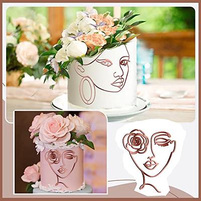 Eummy 10Pcs Minimalist Art Lady Face Cake Topper 3D Abstract Minimalist  Line Cake Toppers Boho Themed Party Supplies for Wedding Birthday Party