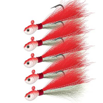 Alwonder 3/5 Pack Bucktail Jigs, Saltwater Fishing Jig Bucktail Fishing  Lures Surf Fishing Jig Heads Swimbait Jigs Halibut Flounder Striper Lures,  Red&White 1/2oz - Yahoo Shopping