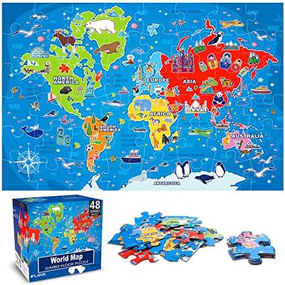 MoinKidz 100 Piece Puzzles for Kids Ages 4-8, Wooden Puzzles for Kids Ages  3-5 with Unique Puzzle Pieces, Jigsaw Toddler Puzzles Ages 3-5 with Storage