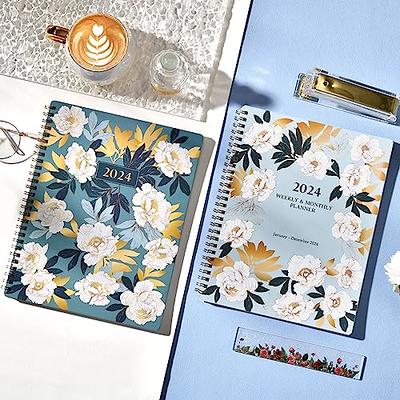 2024 Planner - Weekly & Monthly Spreads, Jan - Dec 2024, 8'' x 10, Tabs,  Twin-wire Binding, Check Boxes, Flexible Cover, Perfect Daily Organizer