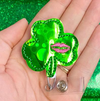 Holographic Retractable Badge - St.patricks Day Id Reel Glitter