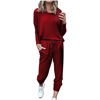 RQYYD Tracksuit Sets Womens Velour Sweatsuit Casual Loungwear 2 Piece  Jogging Suits Velvet Pullover Solid Casual Sets on Clearance (Pink,M) 