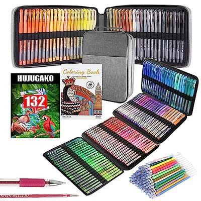 120 Pack Painting Pen Set 100 Colored Dual Tip Markers and 20 Colors  Glitter Gel Pens with Canvas Bag for Adult Coloring Books