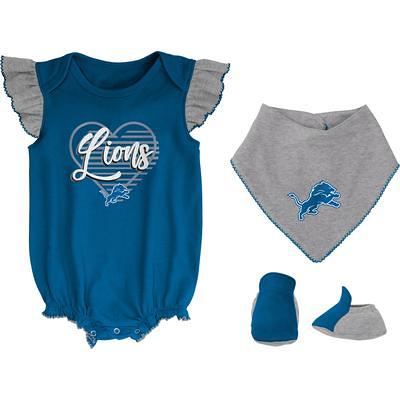 Detroit Lions Girls Infant All Dolled Up Three-Piece Bodysuit, Skirt &  Booties Set - Heather Gray/Blue