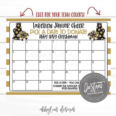 Editable Dancer Calendar Fundraiser Template Pick a Date to 