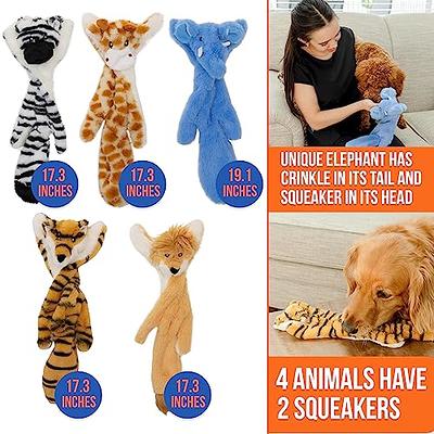 5 Pack Tough Dog Toys Stuffed Squeaky Dog Toys Assortment Plush Animal Dog  Toy Value Bundle Puppy Pet Dog Toys for Small Medium Large Dogs