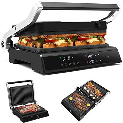 HOMCOM Panini Press Grill, Stainless Steel Countertop Sandwich Maker with Non-Stick