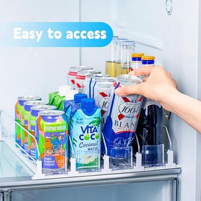 Soda Can Dispenser for Refrigerator, Width Adjustable Self-Pushin Soda Can  Organizer, Pop Can Water Bottle Storage for Fridge, Pantry, Kitchen