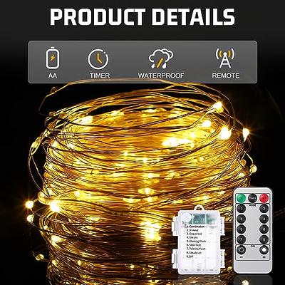 Waterproof String Lights 66ft, Battery Operated Twinkle Lights - Yellow -  Yahoo Shopping