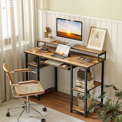 47 Computer Desk Writing Study Table with Keyboard Tray and Monitor Stand