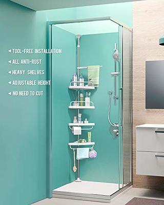 4 Layer Bathroom Corner Shelf Shower Caddy Tension Pole Caddy Organizer  White